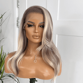 Rooted Ash/Platinum Blonde Synthetic Lace Front Wig – DIAZ/08 - EstelleLuxeWigs