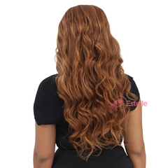 Wavy Copper/Auburn Blonde Mix Synthetic Lace Front Wig-Ivy - EstelleLuxeWigs