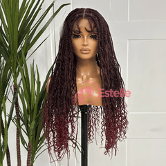Long Braided Boho Gluleless Lace Front Wig | baby Hair -Kilani - EstelleLuxeWigs