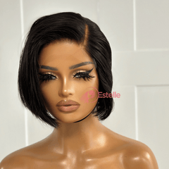 5x5 HD Lace Closure Short Bob Wig – Virgin Human Hair, Natural Black/Brown, Beginner-Friendly, Ready to Wear-Vogue - EstelleLuxeWigs