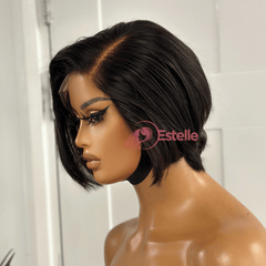 5x5 HD Lace Closure Short Bob Wig – Virgin Human Hair, Natural Black/Brown, Beginner-Friendly, Ready to Wear-Vogue - EstelleLuxeWigs