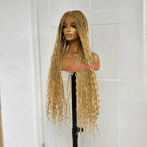 Golden/Light Blonde Long Boho Braided Full Lace Wig -BRASKA 27/613 - EstelleLuxeWigs