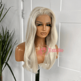 Icy Platinum Blonde Lace Front Wig | Long Layered 13x6 HD Lace | Heat Safe Synthetic-Aurora - EstelleLuxeWigs
