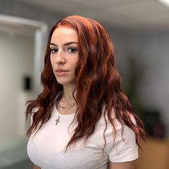 Ivy Copper Red Auburn Lace Front Wig | Long Wavy Synthetic Wig - EstelleLuxeWigs