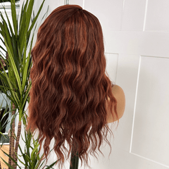 Ivy Copper Red Auburn Lace Front Wig | Long Wavy Synthetic Wig - EstelleLuxeWigs
