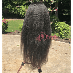 26” Natural Black Kinky Straight Virgin Human Hair Lace Front Wig-CASM1 - EstelleLuxeWigs
