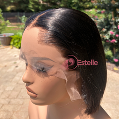 10” Natural Black Straight Virgin Human Hair Lace Front Wig-Iris/02 - EstelleLuxeWigs