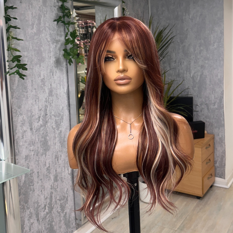 Noelle -Dark Copper Flame Lace Front Wig | Wavy Copper Blonde Synthetic Wig - EstelleLuxeWigs