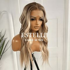 Long Rooted Blonde with Soft Beachy Waves Synthetic Lace Front Wig -Diaz/04 - EstelleLuxeWigs