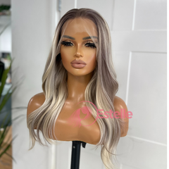 Rooted Ash/Platinum Blonde Synthetic Lace Front Wig – DIAZ/08 - EstelleLuxeWigs