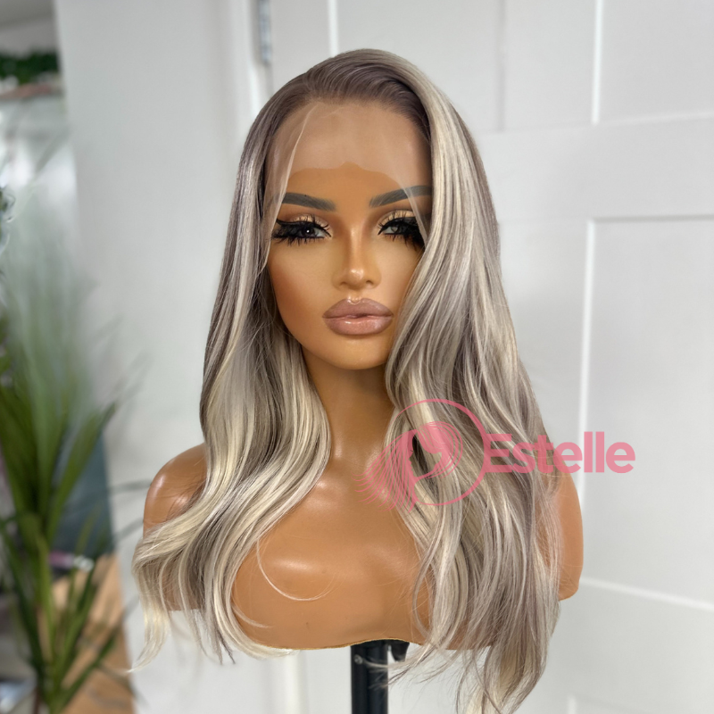 Rooted Ash/Platinum Blonde Synthetic Lace Front Wig – DIAZ/08 - EstelleLuxeWigs
