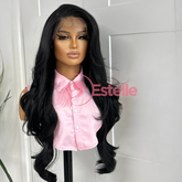 Natural Black Long Layered Heat Reaistant Lace Front Wig-TILDA/1B - EstelleLuxeWigs