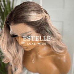Rooted Pastel Pink Mix Wavy Synthetic Lace Front Wig – FLEUR - EstelleLuxeWigs