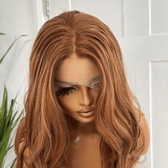 Wavy Copper/Auburn Blonde Mix Synthetic Lace Front Wig-Ivy - EstelleLuxeWigs