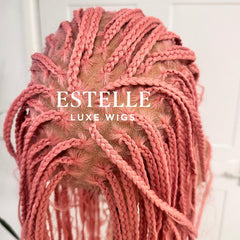 Pink Braided Synthetic Long Full Lace Wig | Boho Style with Baby Hair -Braska - EstelleLuxeWigs