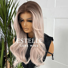 Rooted Pastel Pink Wig Synthetic Lace Wig -Petal/E7 - EstelleLuxeWigs