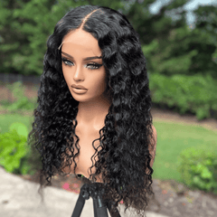 Long Wavy Virgin Human Hair, Natural Black HD Lace Closure Wig -AMIRA - EstelleLuxeWigs