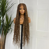 Light Auburn Mix Long Boho Braided Full Lace Wig -BRASKA 30 - EstelleLuxeWigs