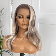 Rooted Ash/Platinum Blonde Synthetic Lace Front Wig – DIAZ/08 - EstelleLuxeWigs