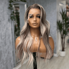 Aurelie Blush Rooted Ash Blonde Lace Front Wig | Blush Highlight Wavy Wig - EstelleLuxeWigs