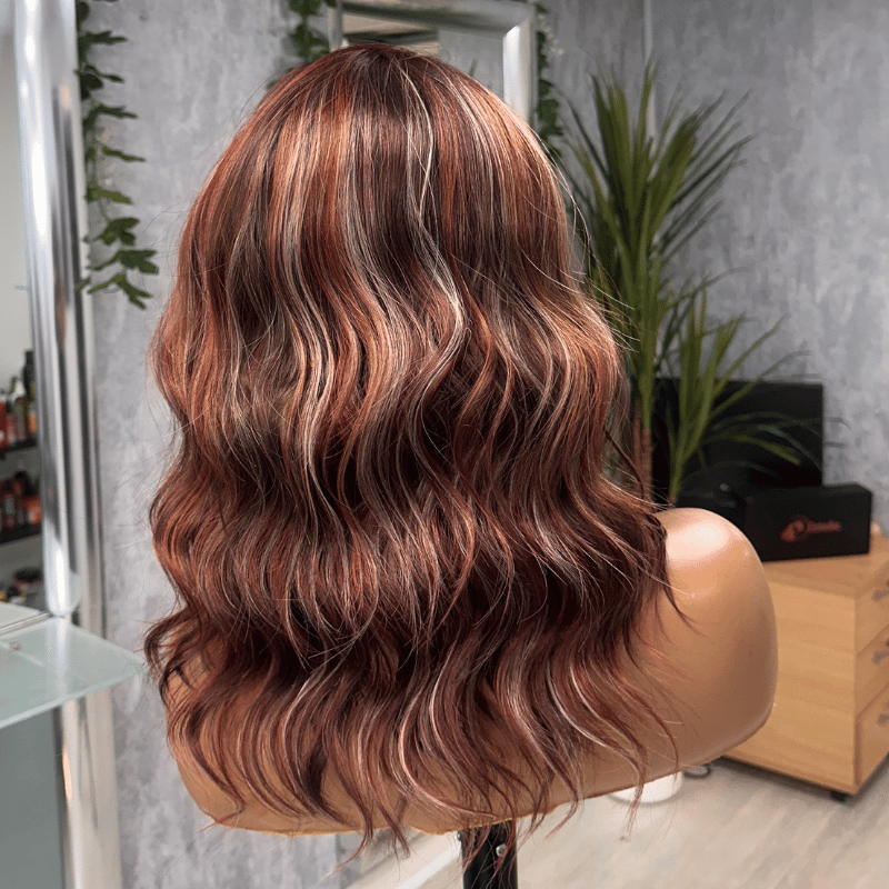 Tonia Burnished Copper Lace Front Wig | Scandi Hairline Auburn Synthetic Wig - EstelleLuxeWigs
