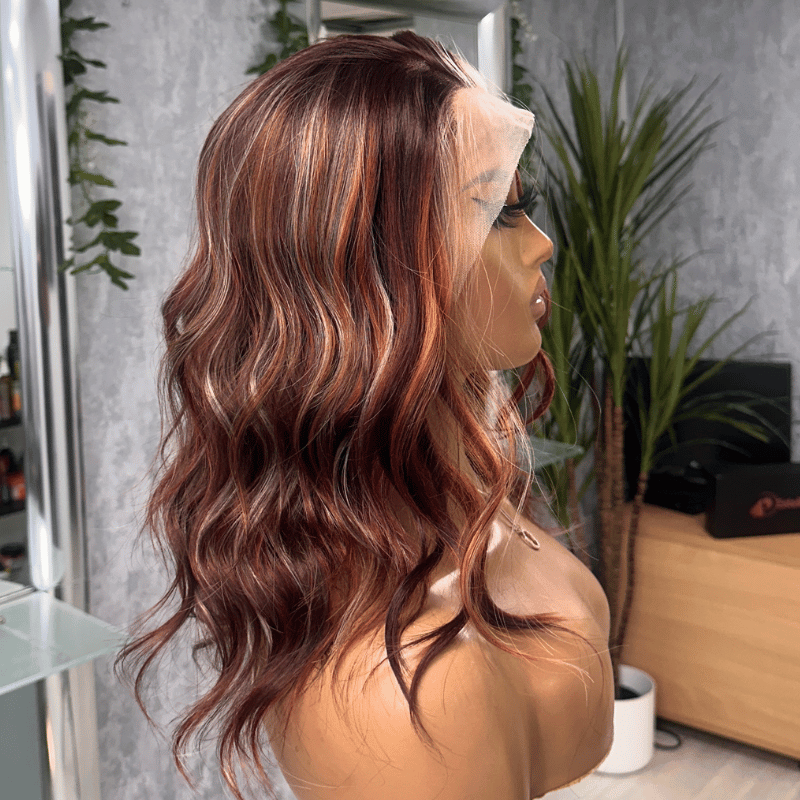 Tonia Burnished Copper Lace Front Wig | Scandi Hairline Auburn Synthetic Wig - EstelleLuxeWigs