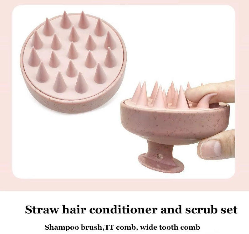 Matt Detangler Silicone Scalp Massager Hair Brush Set of 3 Shampoo Brush - EstelleLuxeWigs