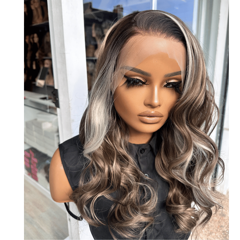Wavy Ash Brown Blonde Balayage Lace Front Wig-DIAZ/10 - EstelleLuxeWigs