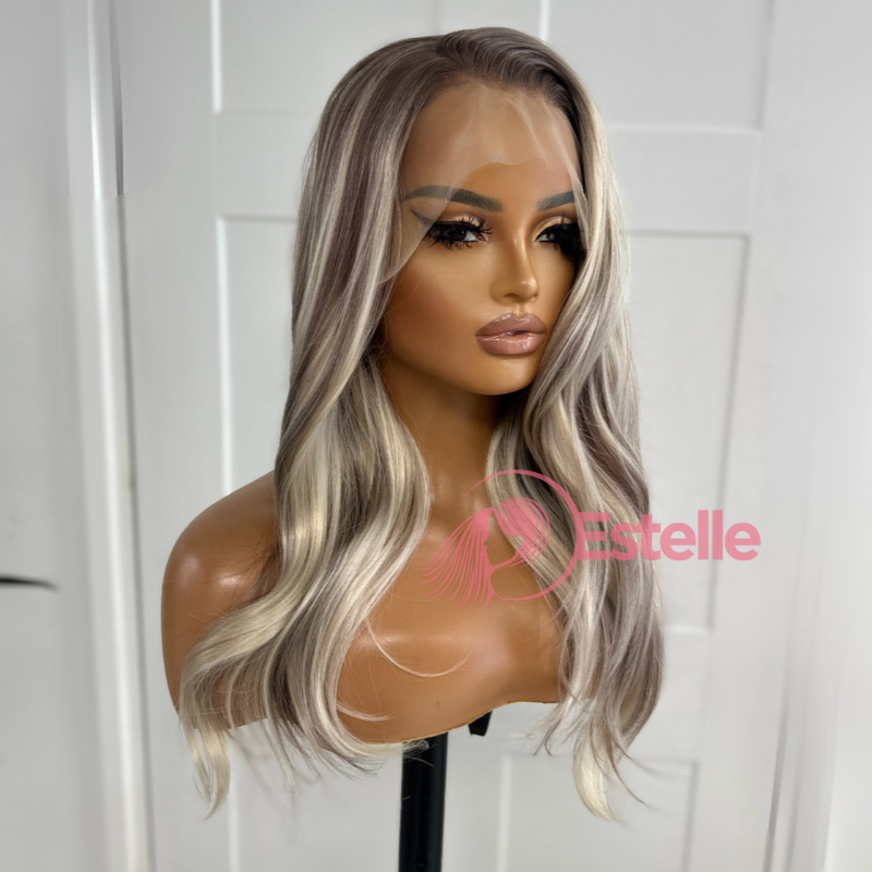 Rooted Ash/Platinum Blonde Synthetic Lace Front Wig – DIAZ/08 - EstelleLuxeWigs