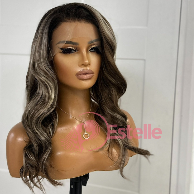 Wavy Ash Brown Blonde Balayage Lace Front Wig-DIAZ/10 - EstelleLuxeWigs