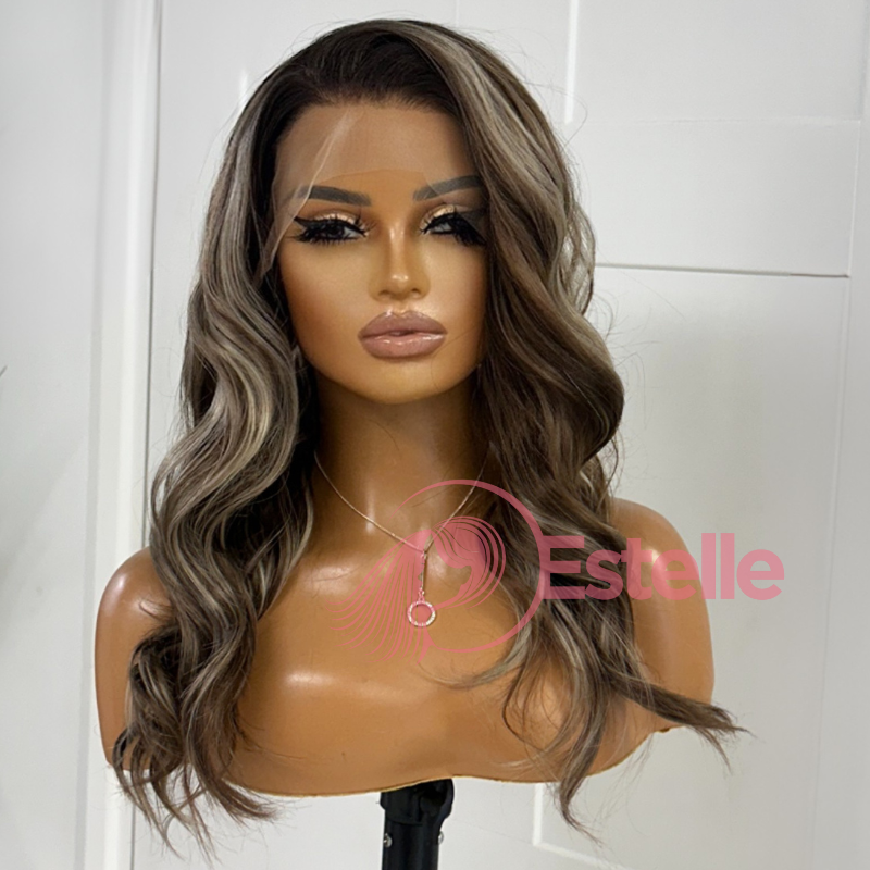 Wavy Ash Brown Blonde Balayage Lace Front Wig-DIAZ/10 - EstelleLuxeWigs