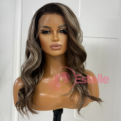 Wavy Ash Brown Blonde Balayage Lace Front Wig-DIAZ/10 - EstelleLuxeWigs