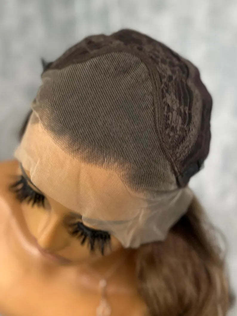 Wavy Ash Brown Blonde Balayage Lace Front Wig-DIAZ/10 - EstelleLuxeWigs