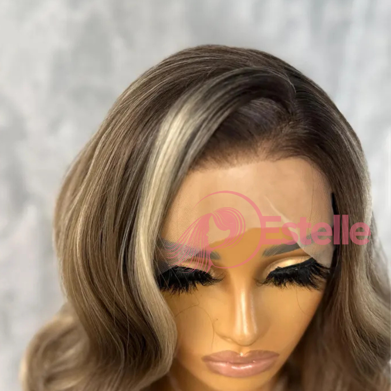 Wavy Ash Brown Blonde Balayage Lace Front Wig-DIAZ/10 - EstelleLuxeWigs