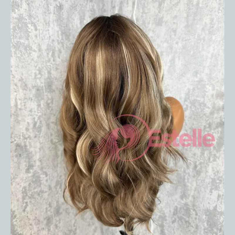 Wavy Ash Brown Blonde Balayage Lace Front Wig-DIAZ/10 - EstelleLuxeWigs