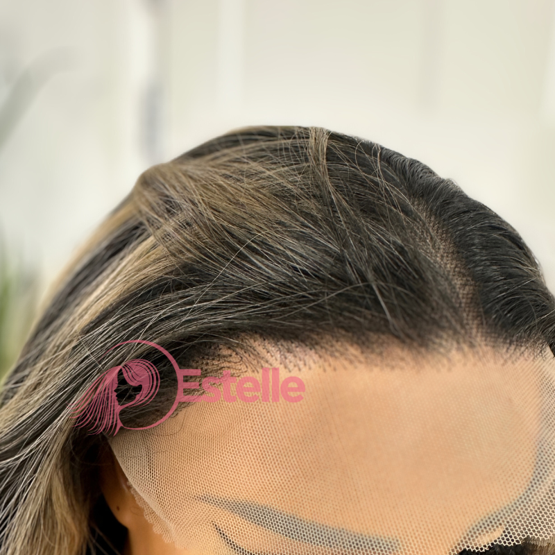 Long Body Wave Brunette with Blonde Highlights Lace Front Wig –LUNA - EstelleLuxeWigs