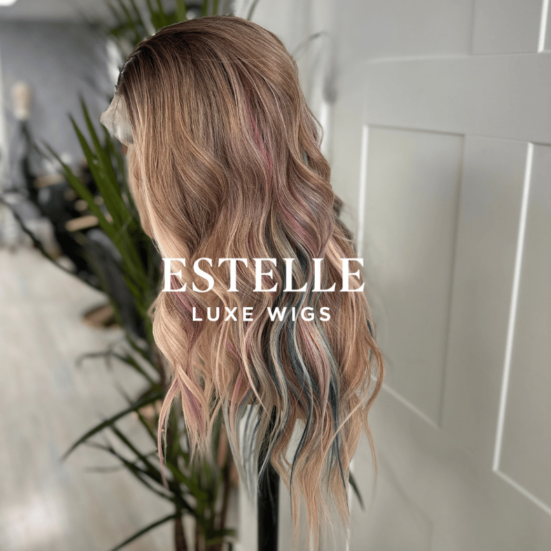 Rooted Pastel Pink Mix Wavy Synthetic Lace Front Wig – FLEUR - EstelleLuxeWigs