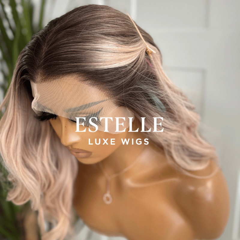 Rooted Pastel Pink Mix Wavy Synthetic Lace Front Wig – FLEUR - EstelleLuxeWigs