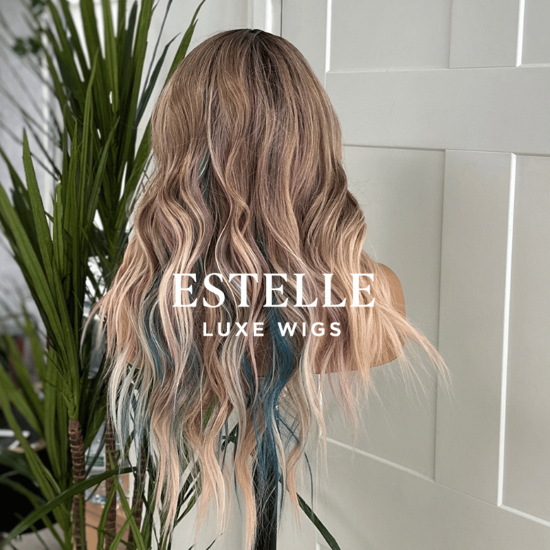Rooted Pastel Pink Mix Wavy Synthetic Lace Front Wig – FLEUR - EstelleLuxeWigs