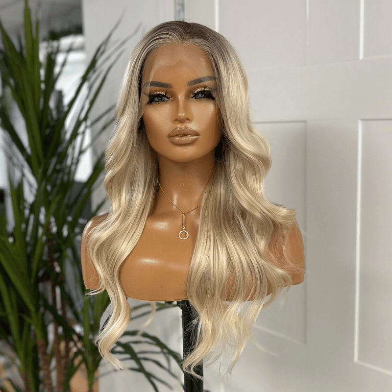 Freya- Rooted Light Blonde Lace Front Wig | Scandinavian Hairline Synthetic Wig - EstelleLuxeWigs