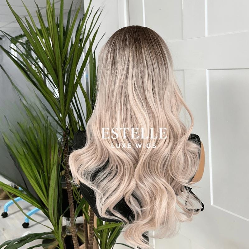 Rooted Pastel Pink Wig Synthetic Lace Wig -Petal/E7 - EstelleLuxeWigs