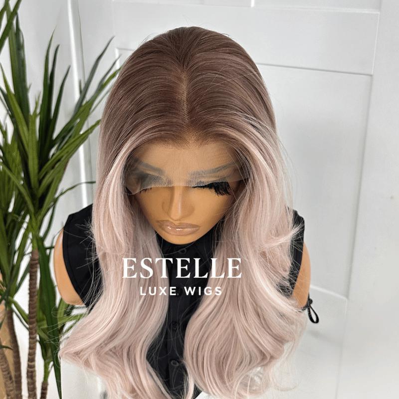 Rooted Pastel Pink Wig Synthetic Lace Wig -Petal/E7 - EstelleLuxeWigs