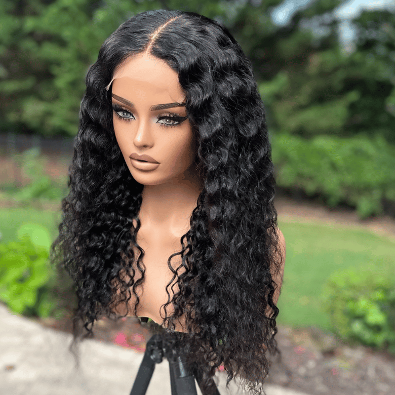Long  Wavy  Virgin Human Hair, Natural Black  HD  Lace Closure Wig -AMIRA - EstelleLuxeWigs