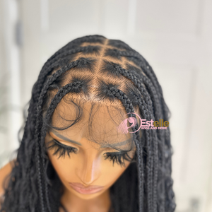 Black Long Braided Full Lace Wig -BRASKA 1B - EstelleLuxeWigs