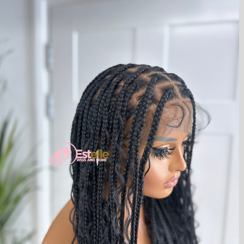 Black Long Braided Full Lace Wig -BRASKA 1B - EstelleLuxeWigs