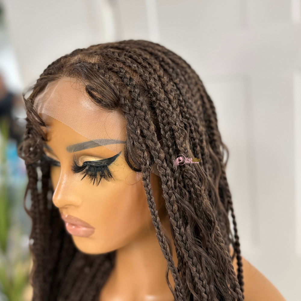 Mixed Brown Long Boho Braided Full Lace Wig -BRASKA T1B/30 - EstelleLuxeWigs