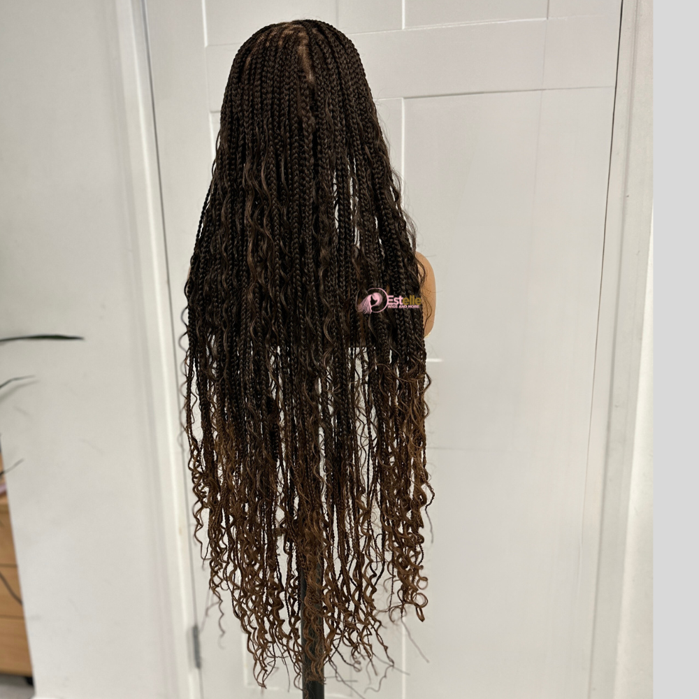 Mixed Brown Long Boho Braided Full Lace Wig -BRASKA T1B/30 - EstelleLuxeWigs